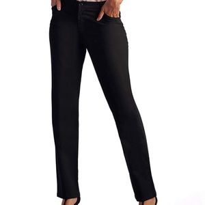 Lee womens Flex Motion Regular Fit Straight Leg Jeans , Black , 18 Short